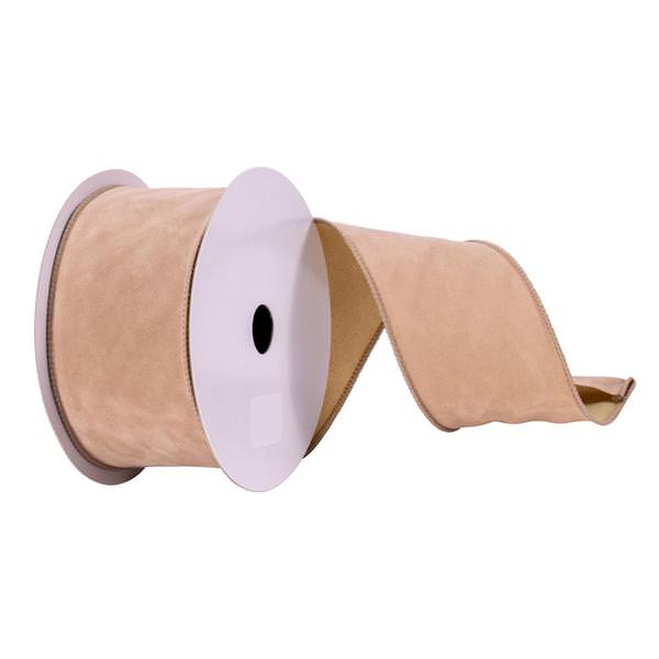 2.5" x 10Yd Beige Wired Edge Ribbon