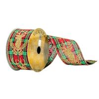 Vickerman 2.5" x 10Yd Red / Green / Gold Plaid Ribbon