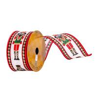 Vickerman 2.5" x 10Yd Red/Cream Nutcracker Ribbon