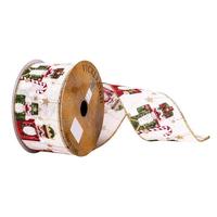 Vickerman 2.5" x 10Yd Beige / Green Nutcracker Ribbon