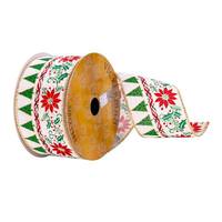 Vickerman 2.5" x 10Yd White Nordic Poinesttia Ribbon