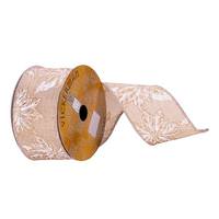 Vickerman 2.5" x 10Yd Cream/White Poinsettia Ribbon