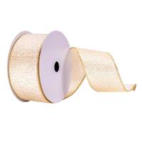 Vickerman 2.5" x 10Yd White/ Gold Stripes Ribbon