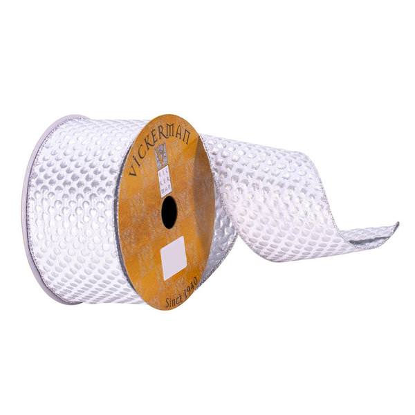 2.5" x 10Yd Silver Spots Ribbon