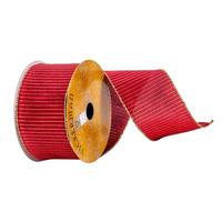 Vickerman 2.5" x 10Yd Red with Gold Stripes Wired Edge Ribbon