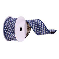 Vickerman 2.5" x 10Yd Navy / Champagne Ropes Ribbon