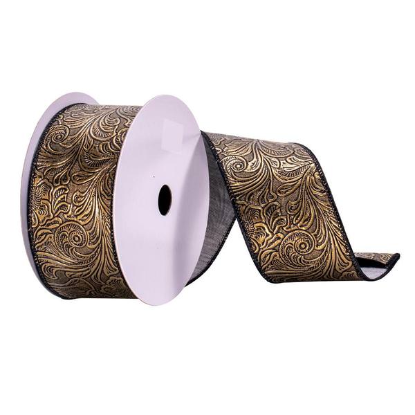 2.5" x 10Yd White/ Gold Stripes Ribbon