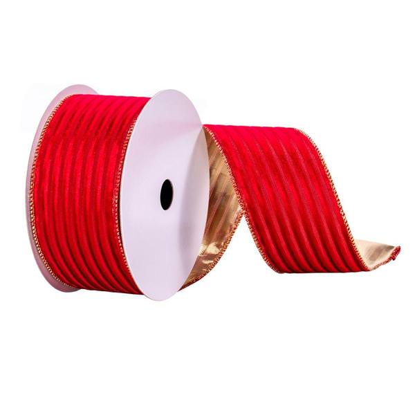 2.5" x 10Yd Red Stripe with Gold Back Ribbon