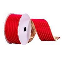 Vickerman 2.5" x 10Yd Red Stripe with Gold Back Ribbon