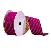Vickerman 2.5" x 10Yd Purple Stripe with Gold Back Ribbon