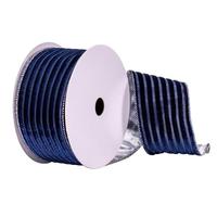 Vickerman 2.5" x 10Yd Navy Stripe with Gold Back Ribbon