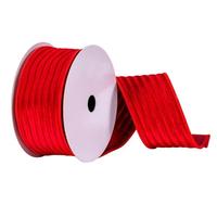 Vickerman 2.5" x 10Yd Red Stripe Mesh / Velvet Ribbon