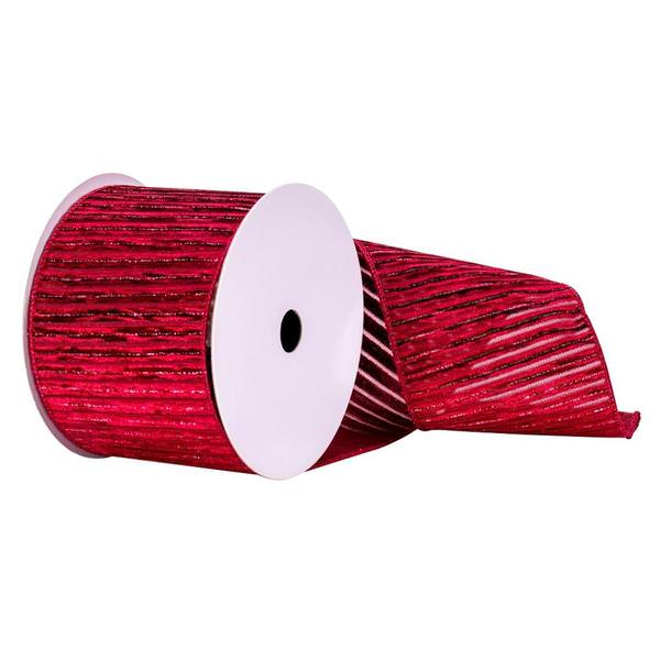 4" x 10yd Burgundy/Silver Ribbon