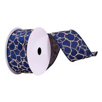 Vickerman 2.5" x 10Yd Navy with Gold Crackle Ribbon