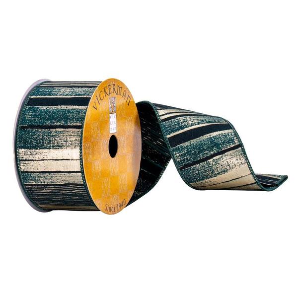 2.5" x 10Yd Green/Gold Lines Ribbon