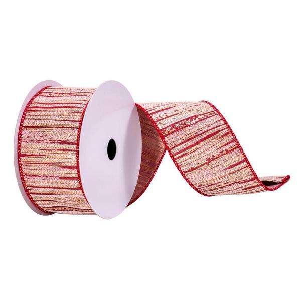 2.5" x 10Yd Red / Cream / Champagne Ribbon