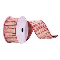 Vickerman 2.5" x 10Yd Red / Cream / Champagne Ribbon