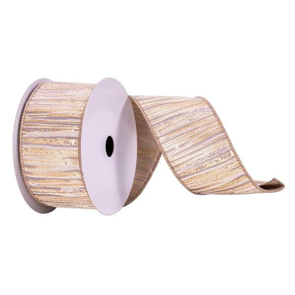 2.5" x 10Yd Pewter / Cream / Champagne Ribbon