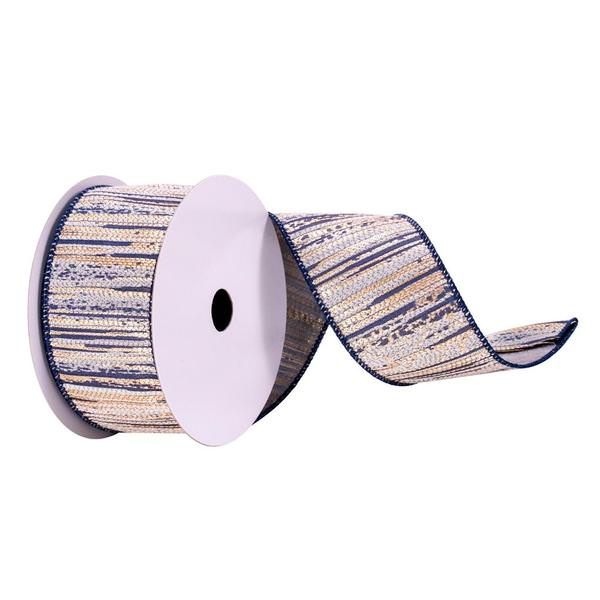 2.5" x 10Yd Navy / Cream / Champagne Ribbon
