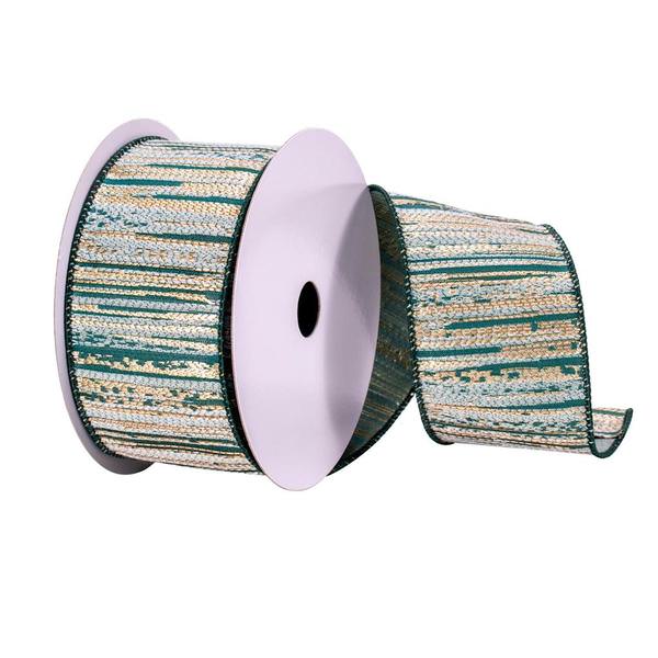 2.5" x 10Yd Green / Cream / Champagne Ribbon