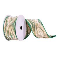 Vickerman 2.5" x 10Yd Green / Cream / Champagne Ribbon