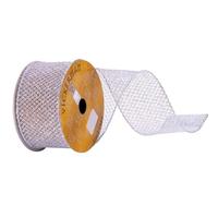 Vickerman 2.5" x 10Yd Silver Mesh Ribbon