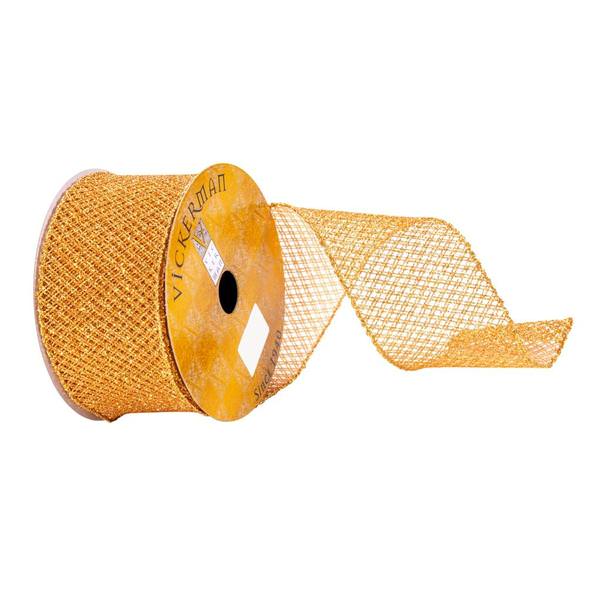2.5" x 10Yd Gold Mesh Ribbon