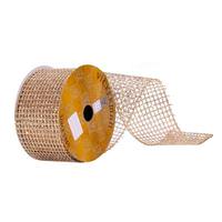 Vickerman 2.5" x 10Yd Champagne Glitter Grid Ribbon
