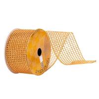 Vickerman 2.5" x 10Yd Gold Glitter Grid Ribbon