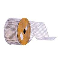 Vickerman 2.5" x 10Yd Silver Glitter Grid Ribbon