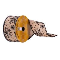 Vickerman 2.5" x 10Yd Cream Black Snowflake Ribbon