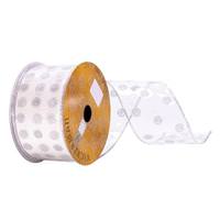 Vickerman 2.5" x 10Yd Clear PVC Gold Spots Ribbon