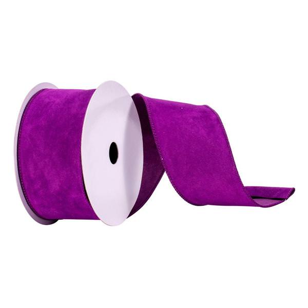 2.5" x 10Yd Purple Faux Suede Wired Edge Ribbon