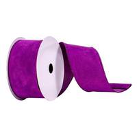 View 2.5" x 10Yd Purple Faux Suede Wired Edge Ribbon