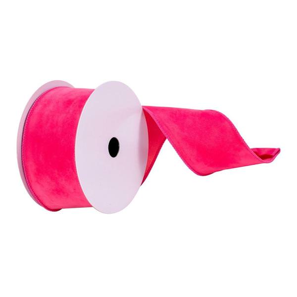 2.5" x 10Yd Pink Faux Suede Wired Edge Ribbon