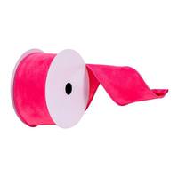 View 2.5" x 10Yd Pink Faux Suede Wired Edge Ribbon
