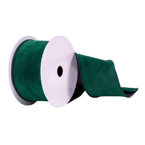 2.5" x 10Yd Midnight Green Faux Suede Wired Edge Ribbon