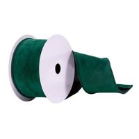 Vickerman 2.5" x 10Yd Midnight Green Faux Suede Wired Edge Ribbon