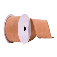 Vickerman 2.5" x 10Yd Tan Faux Suede Wired Edge Ribbon