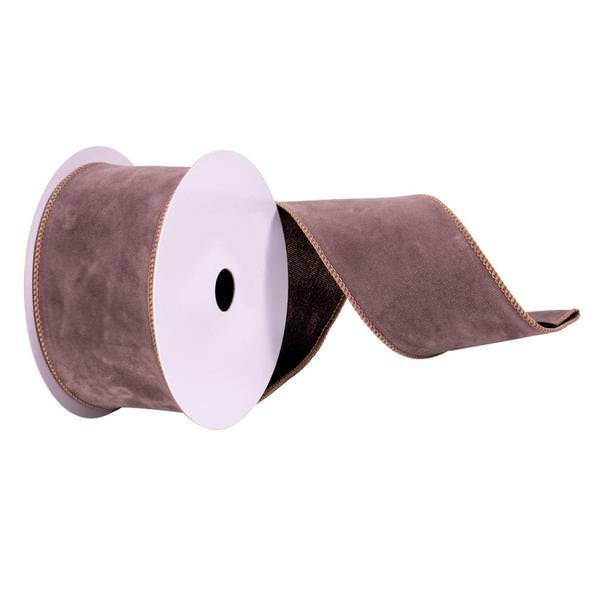 2.5" x 10Yd Mocha Faux Suede Wired Edge Ribbon