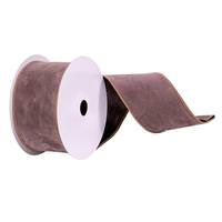 Vickerman 2.5" x 10Yd Mocha Faux Suede Wired Edge Ribbon
