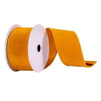 Vickerman 2.5" x 10Yd Mustard Faux Suede Wired Edge Ribbon
