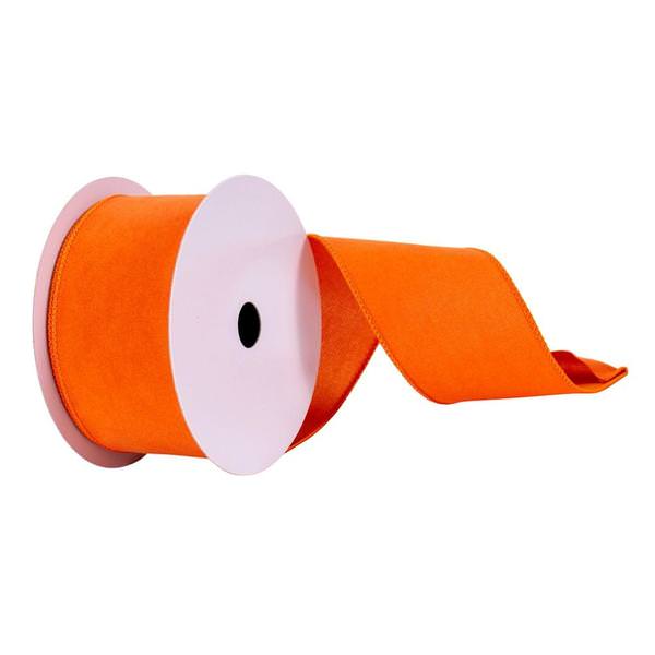 2.5" x 10Yd Orange Faux Suede Wired Edge Ribbon