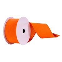 View 2.5" x 10Yd Orange Faux Suede Wired Edge Ribbon