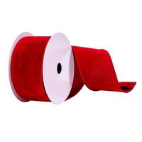Vickerman 2.5" x 10Yd Burgundy Faux Suede Wired Edge Ribbon