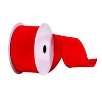 Vickerman 2.5" x 10Yd Red Faux Suede Wired Edge Ribbon