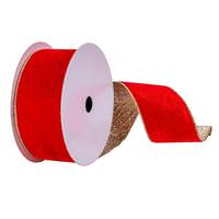 Vickerman 2.5" x 10Yd Red Velvet Gold Ribbon