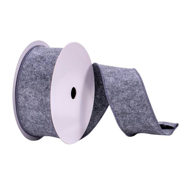 2.5" x 10Yd Pewter Felt Wired Edge Ribbon