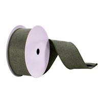 View 2.5" x 10Yd Moss Green Felt Wired Edge Ribbon