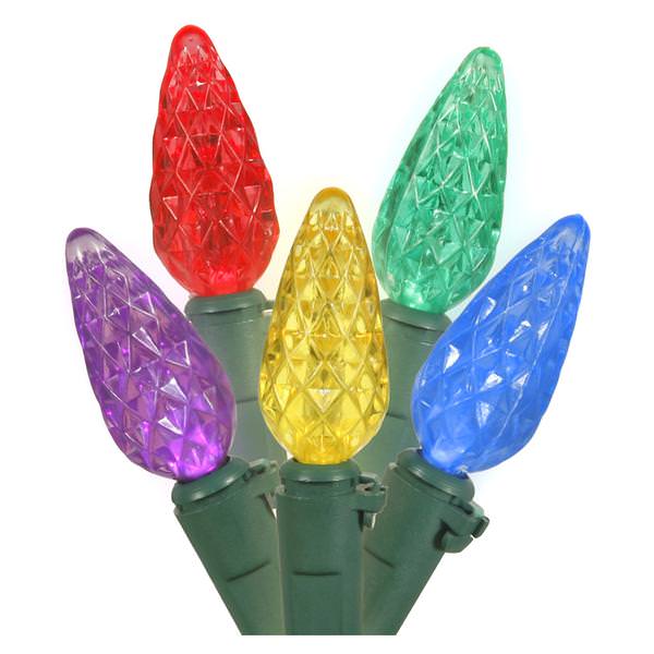 70 Light 35' Green Wire Multi-Color LED C6 String with 6" Spacing
